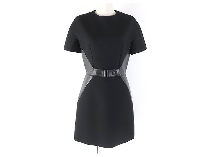 Vestido de lã, seda e couro Louis Vuitton preto 34