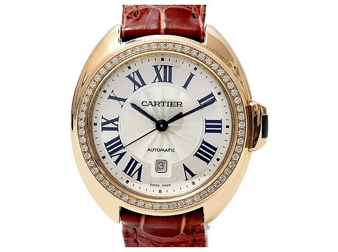 Relógio automático Clé de Cartier com mostrador prateado Rosa