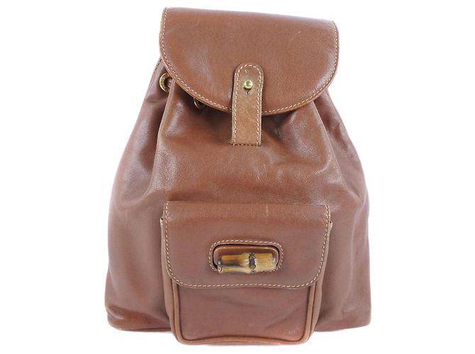 Gucci Bamboo Calf Backpack Brown