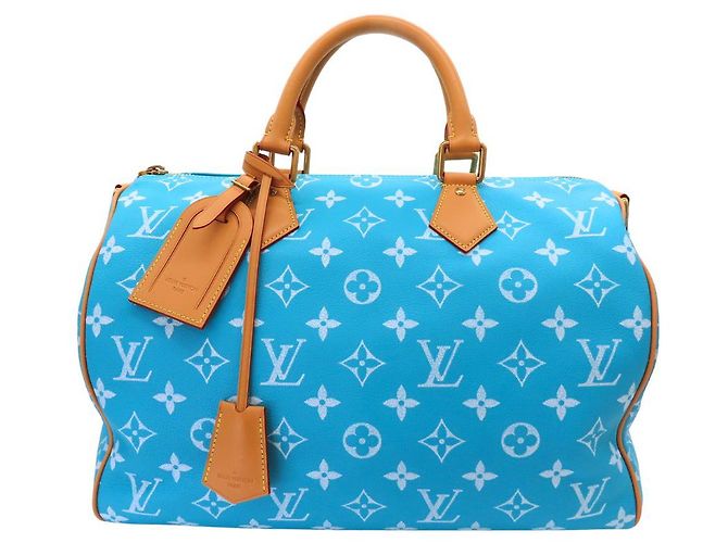 Louis Vuitton Turquoise Speedy 40 Shoulder Bag Blue
