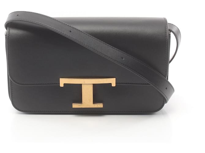 Tod's T Timeless Leather Shoulder Bag Black  ref.1812763