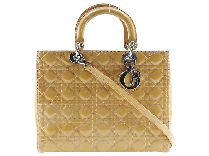 Dior Lady Dior Patent Leather Handbag Orange