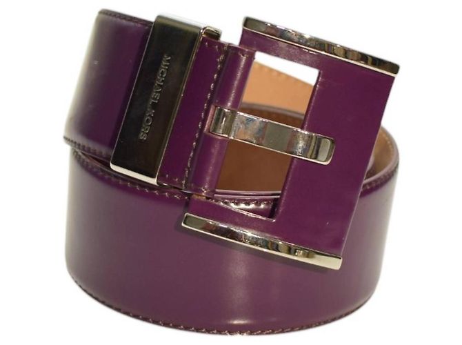 Cinto Michael Kors de couro roxo com logo tamanho M