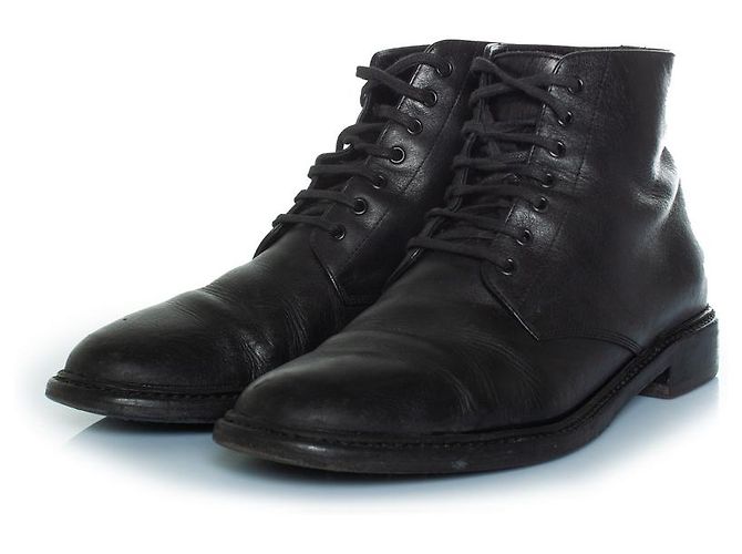 Schwarze Leder Schnürstiefeletten von Saint Laurent