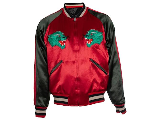 Gucci chaqueta bomber universitaria reversible con tigre