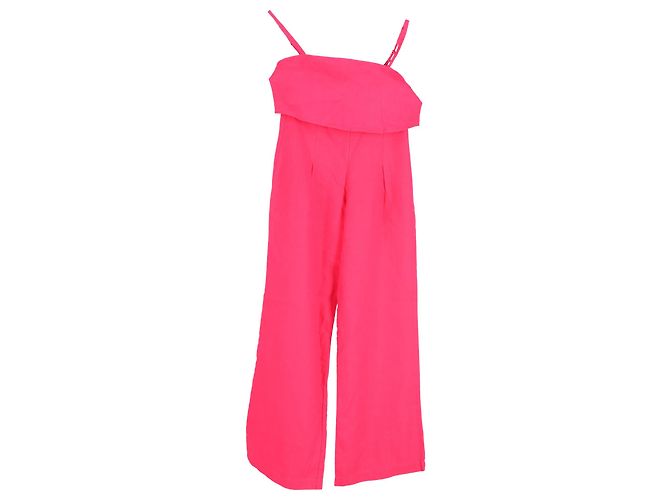 Conjunto de top sem mangas e calças largas em linho rosa Reformation