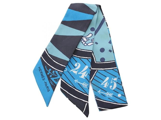 Hermès Hermes Silk Twilly SPRINGS BAGUE Scarf Blue  ref.1815033