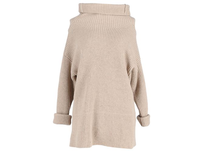 Suéter oversized em lã marrom Joseph