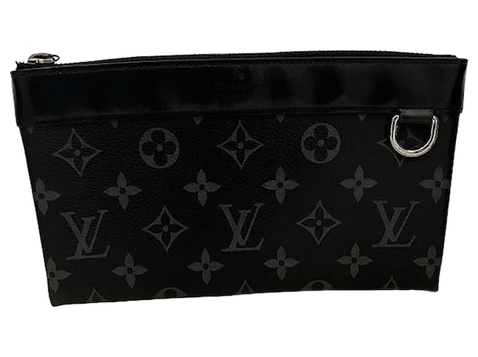 Louis Vuitton Monogram Eclipse Pochette Discovery PM Clutch M44323 Black Cloth ref.1815184 Joli Closet