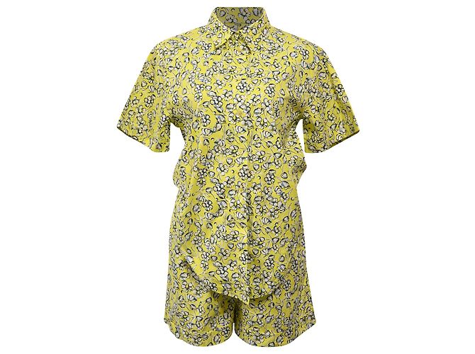 Max Mara Conjunto de camisa e shorts estampados florais Max & Co em algodão amarelo