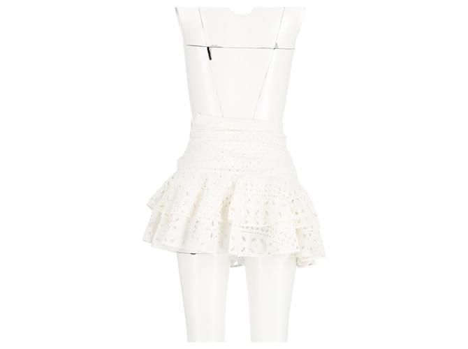 Autre Marque  Charo Ruiz Noa Eyelet Mini Skirt in White Cotton  ref.1815397