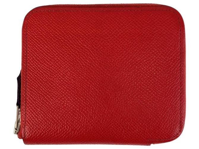 Cartera compacta de seda Azap de Hermès roja