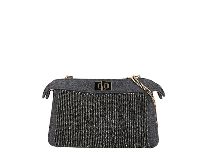 Fendi Peekaboo I See You Small Chain Shoulder Bag Brown Leather  ref.1816474