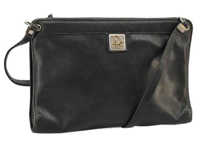 Borsa a spalla Christian Dior in pelle nera Auth 98852 Nero