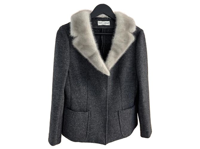Dolce & Gabbana grey wool and mink jacket