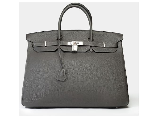 Hermès Sac HERMES Birkin 40 en Cuir Gris - 102260  ref.1816925