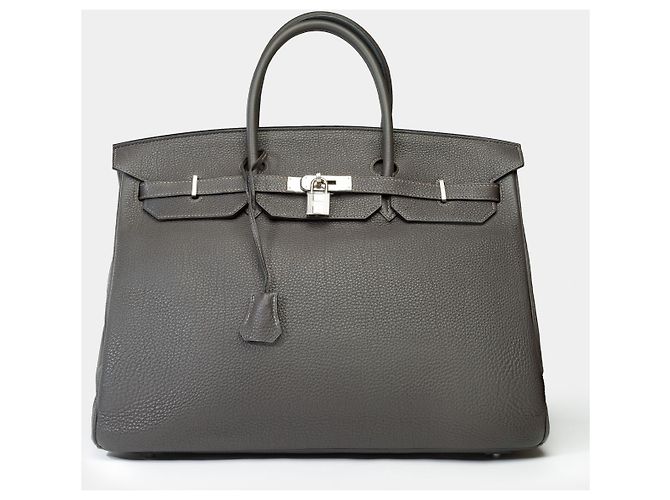 Hermès Sac HERMES Birkin 40 en Cuir Gris - 102260