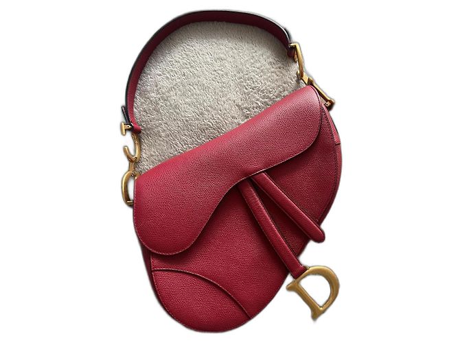 Bolsa de ombro Christian Dior Saddle Vermelha de Couro Vermelho