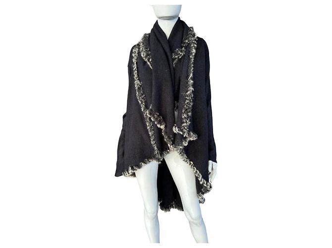 Just Cavalli Poncho Schwarz mit Echtem Fell