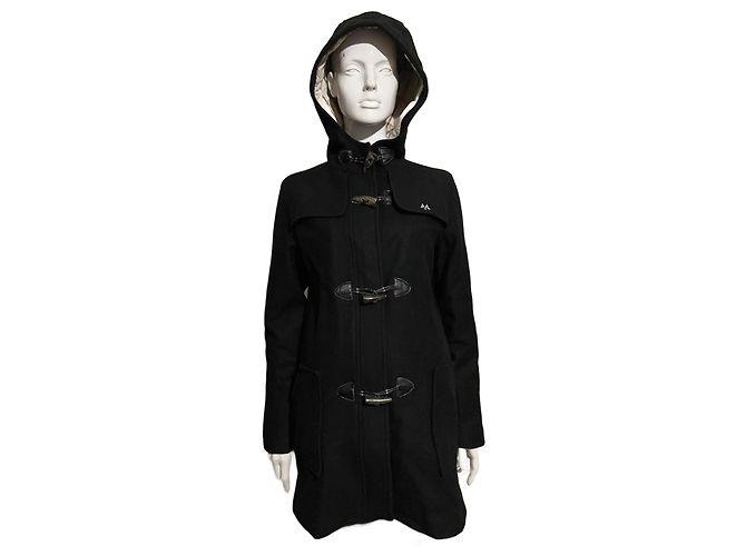 Thomas Burberry Vintage black hooded duffle coat from wool