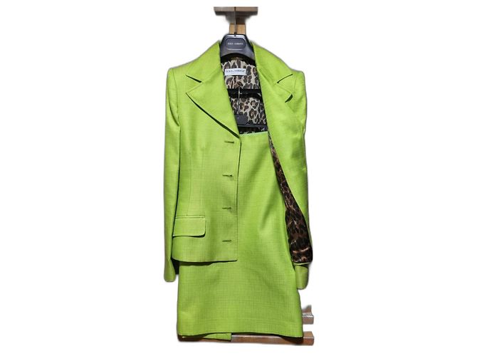Conjunto de falda Dolce & Gabbana verde seda y algodón Verde claro