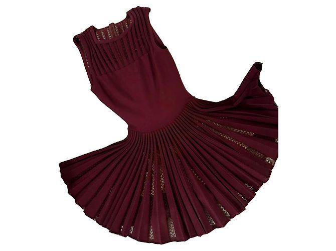 Alaïa Mini Kleid aus bordeaux Wolle