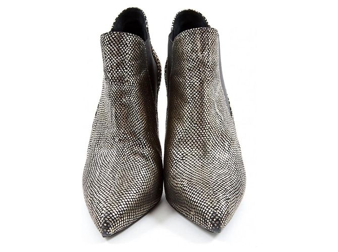 Saint Laurent Ankle Boots Gold Leather Golden