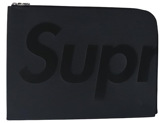 LOUIS VUITTON Epi Supreme Pochette Jules GM Bolsa Clutch Preta LV Auth 98411SA Preto Couro  ref.1817785