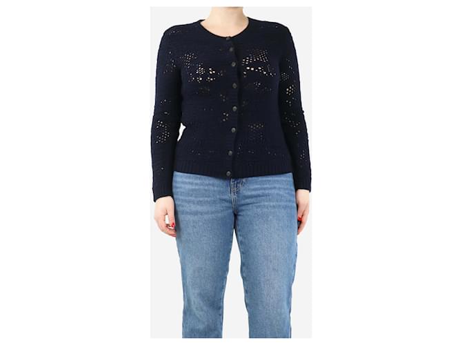 Autre Marque Navy blue cashmere crochet cardigan - size L  ref.1818007
