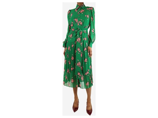 Autre Marque Green and pink floral midi dress - size UK 6 Polyester  ref.1818277
