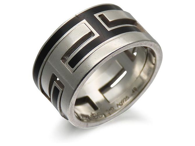 Ring Hermès Anello Hermes Silver925 Move Cenere #8.5 Nero