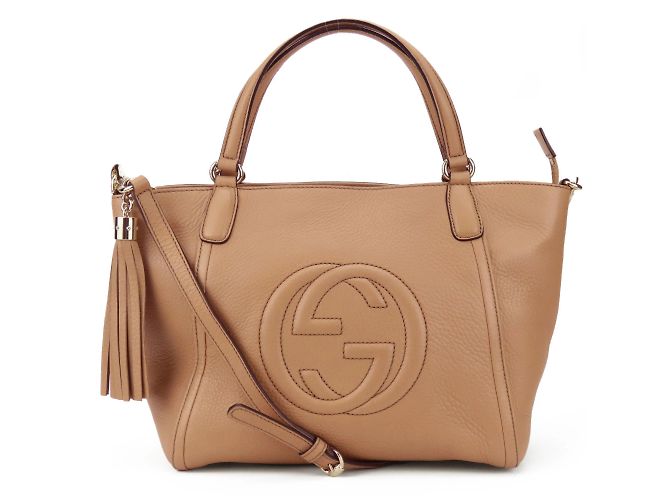 Bolsa Gucci Soho em couro bege