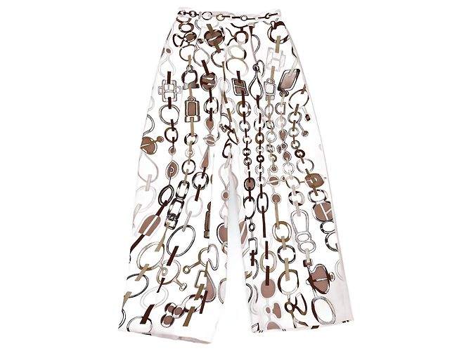 Hermès Pantaloni HERMES T.FR Seta Rosa