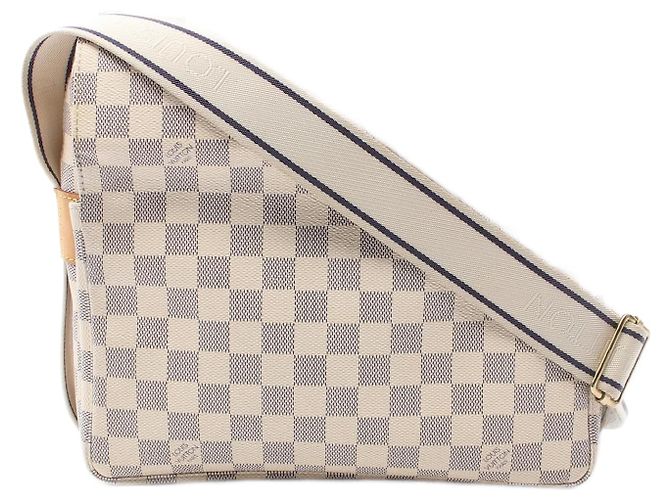 Bolso de hombro Louis Vuitton Naviglio Damier Azur N51189 Blanco