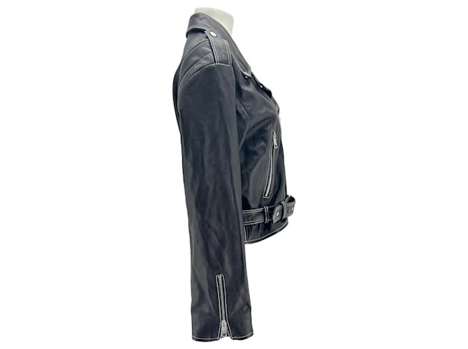 Autre Marque Non Signé / Unsigned jackets T.FR 42 Leather Black  ref.1821856