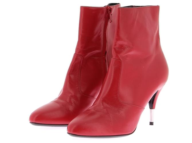 Saint Laurent ankle boots T.EU 37 Leather Red  ref.1822378