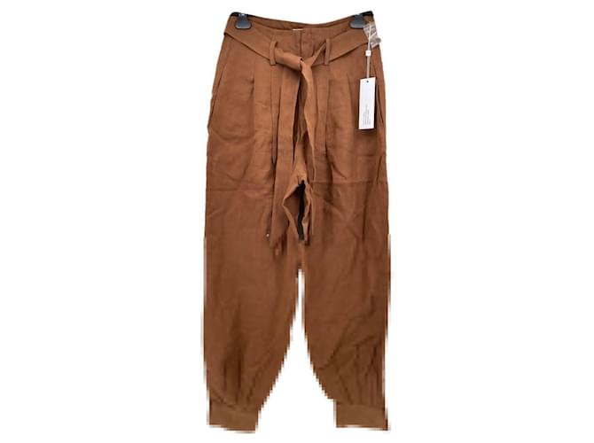 Autre Marque Ronny Kobo trousers T.International S Linen Camel  ref.1822481