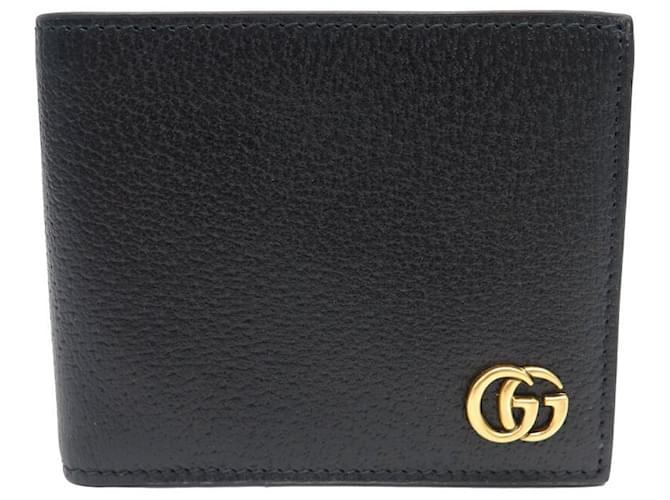 NEW GUCCI WALLET 428726 GG MARMONT LEATHER BLACK CARD HOLDER WITH FLAP  ref.1822715