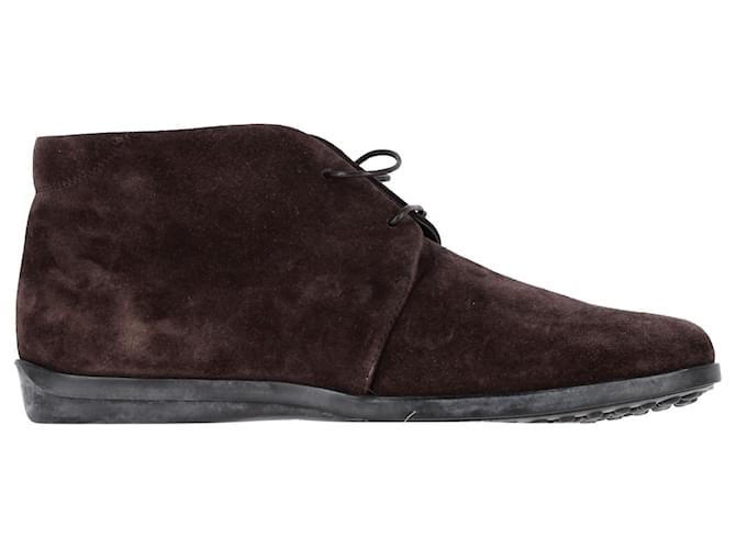  Tod's Desert Lace-Up Ankle Boots in Brown Suede  ref.1824395