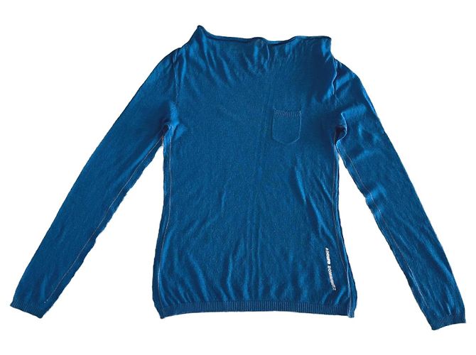 Blauer Pullover von Adolfo Dominguez mit Wasserfallausschnitt Größe S 