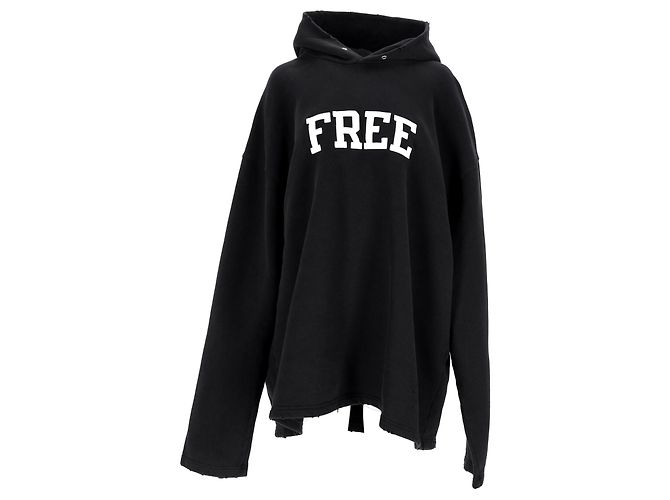 Hoodie preto Balenciaga Free No Rib