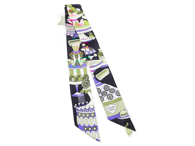 Hermès HERMES Twilly La Patisserie Francaise Silk Scarf Multiple colors Cloth  ref.1825309