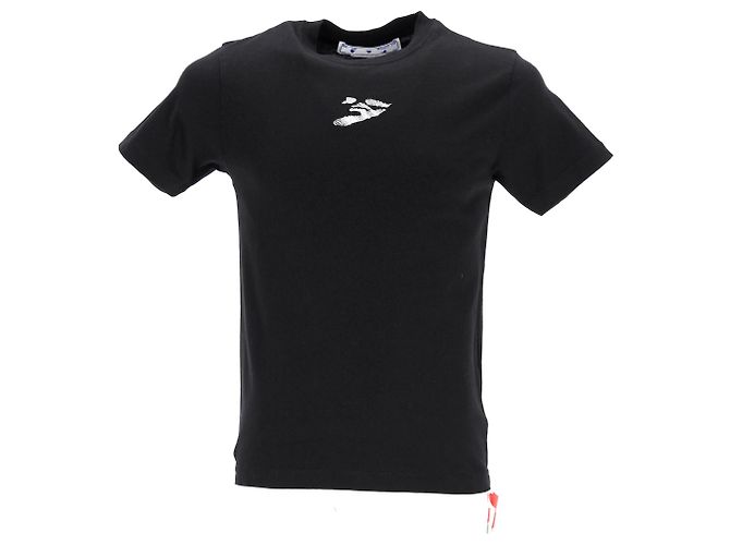 Off White Camiseta de algodão preta com logo Off-White Preto