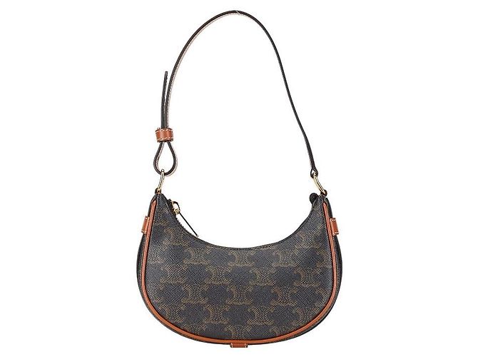 Céline Bolsa Celine Triomphe Mini Ava em couro PVC marrom e preto