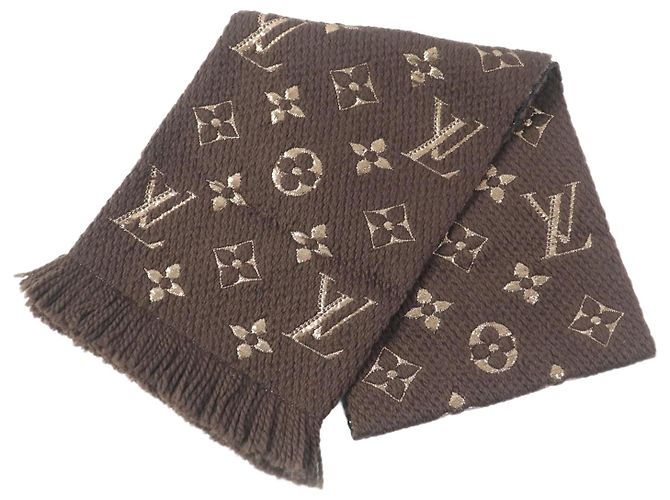 Louis Vuitton Wool Silk Monogram Scarf Brown