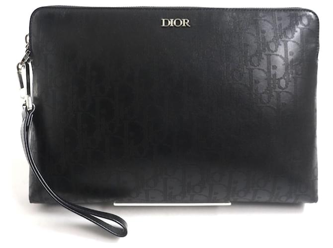 Christian Dior Dior Homme Oblique Galaxy Leather Pouch Clutch Black  ref.1826522