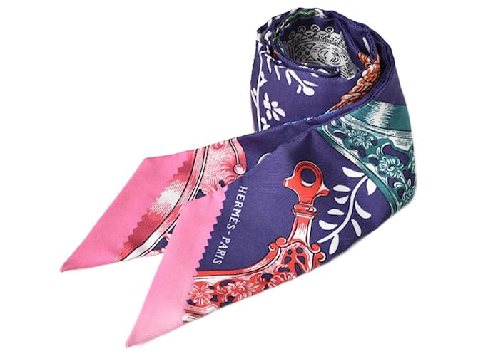 Hermès Hermes Silk Twilly Scarf Royal Pink Multiple colors  ref.1826928