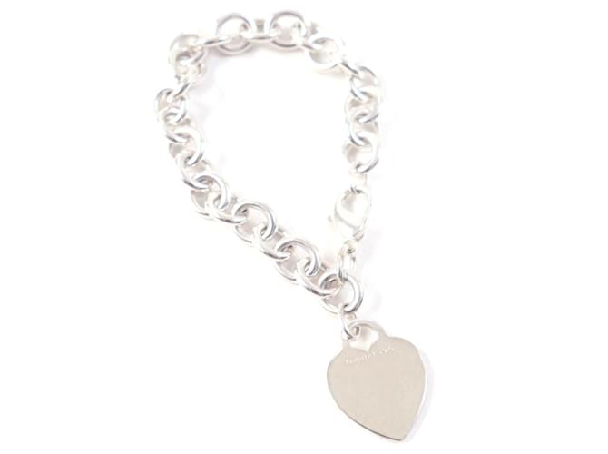 Pulseira de corrente com tag em forma de coração Tiffany & Co Prata Metálico Metal  ref.1826945