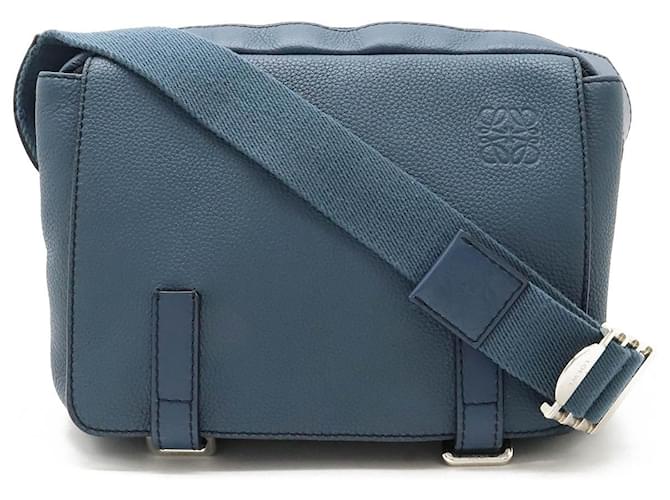 Loewe Anagram Military Leather Messenger Bag XS Blue  ref.1827034