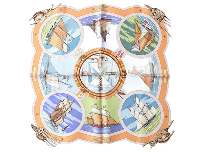 Hermès Hermes Silk Gavroche 45 Scarf Blue Multicolor Cloth  ref.1827332